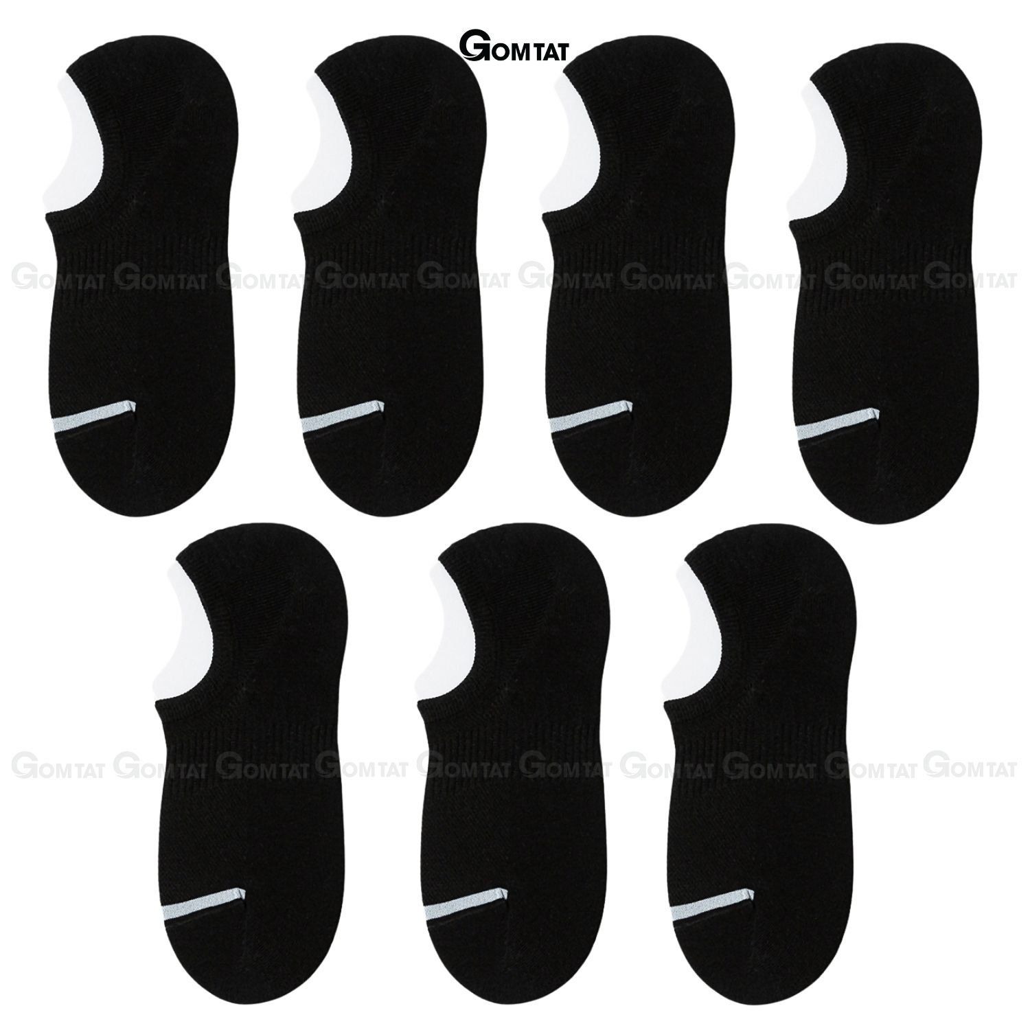 Combo 7 đôi tất ngắn nam chống tuột gót GOMTAT, vớ nam đi giày lười chất liệu cotton hút ẩm, mềm mại - D16-A080-CB7