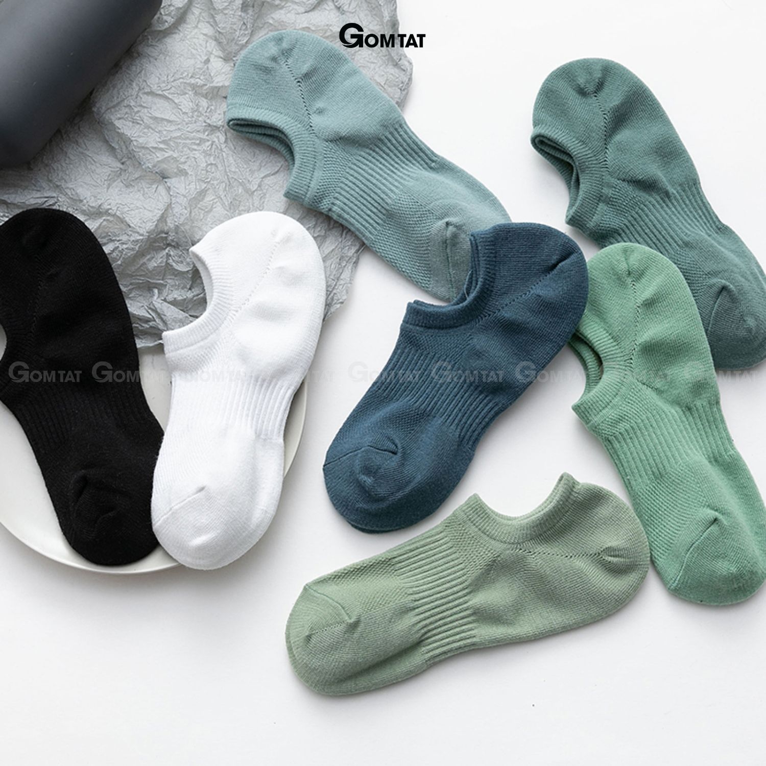Combo 7 đôi tất lười nam chống tuột gót GOMAT, chất liệu cotton êm mềm mịn mát, cực êm chân - HAI-MIA-1401-CB7