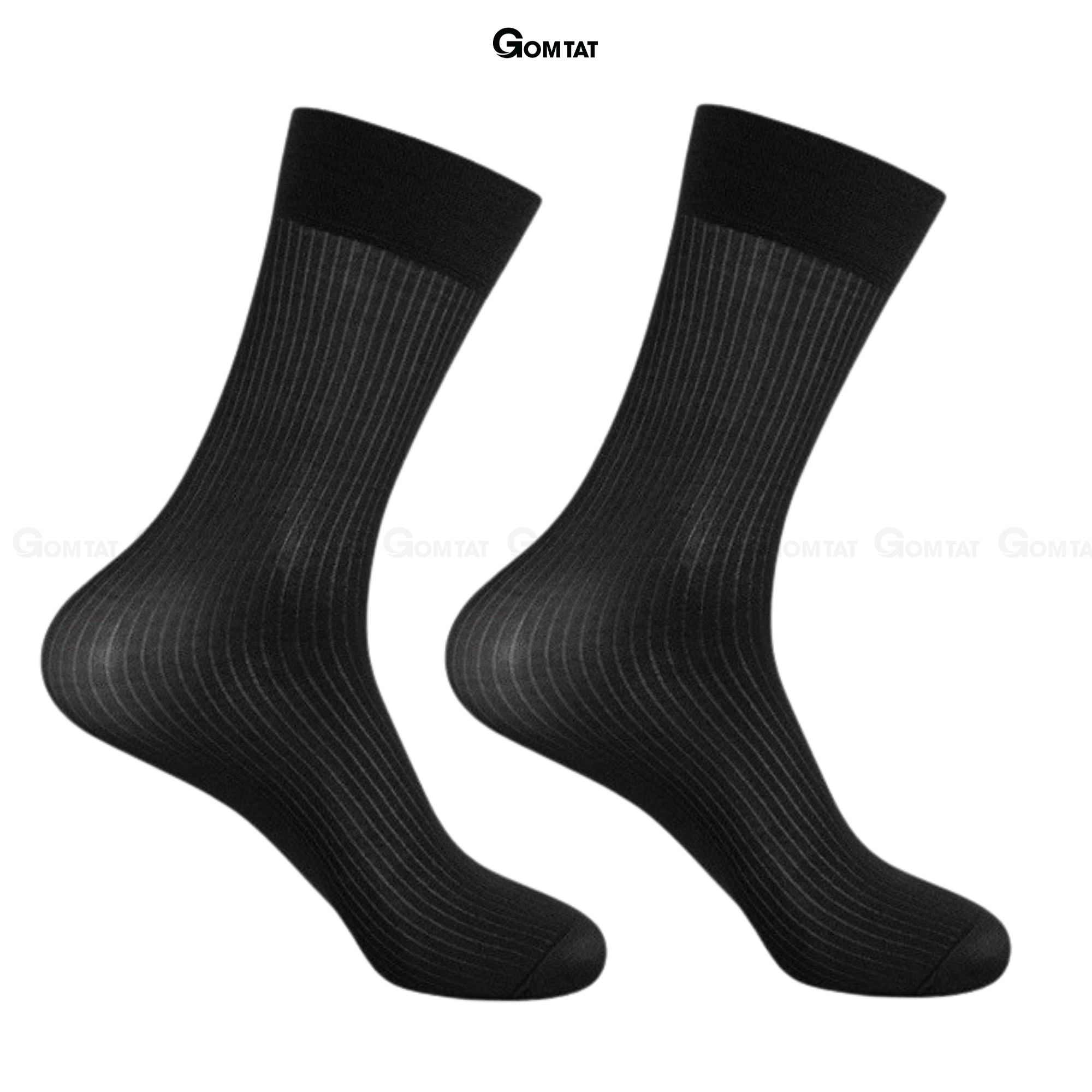 Tất vớ đi giày tây nam GOMTAT chất liệu sợi Nylon cao cấp, tất công sở họa tiết sọc gân, vớ nam cổ cao siêu mỏng xuyên thấu, mềm mịn - D16-A094-1DOI