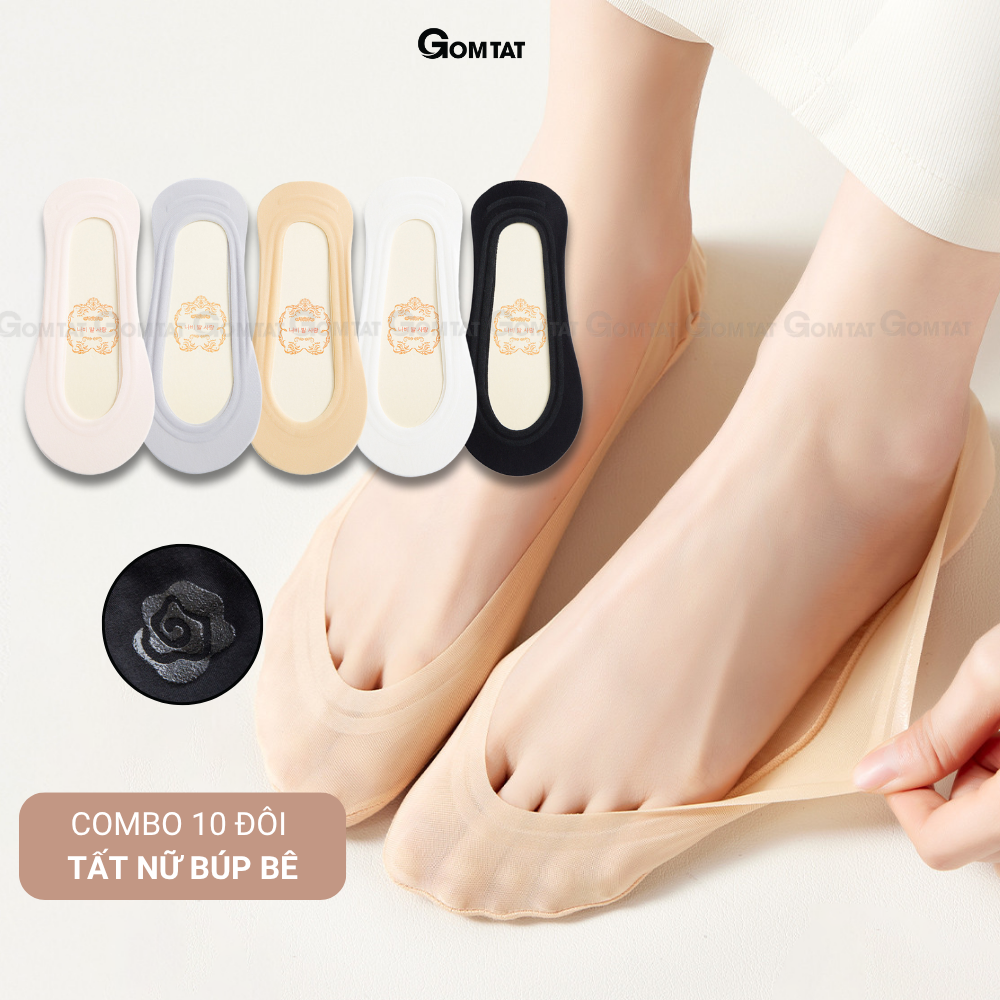 Combo 10 đôi tất lười nữ đi giày búp bê GOMTAT, chất liệu cotton cao cấp mềm mại êm chân - TNBB-CB10