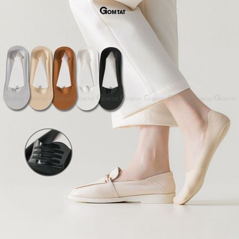  Combo 5 đôi tất lười nữ đi giày búp bê GOMTAT, chất liệu lụa cotton mềm mát, thấm hút thoáng khí - TATLUA-UYE-7002-CB5 