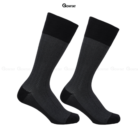  Tất đi giày tây nam cổ cao GOMTAT mẫu sọc xương cá, vớ nam công sở chất liệu cotton cao cấp, thoáng mát êm chân, tất nam công sở, vớ cao cổ nam Menswear - GOM-MIX14-1DOI 