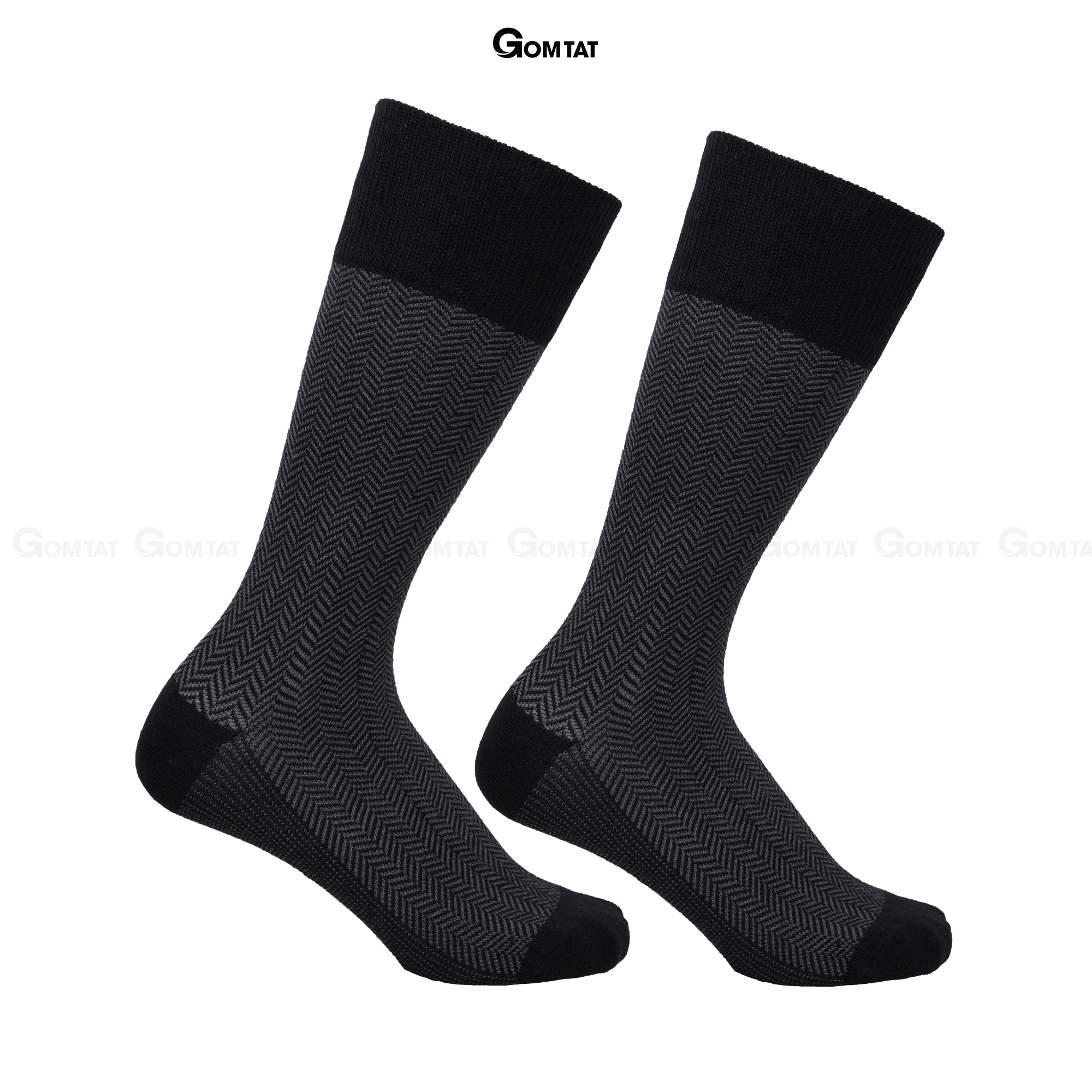 Tất đi giày tây nam cổ cao GOMTAT mẫu sọc xương cá, vớ nam công sở chất liệu cotton cao cấp, thoáng mát êm chân, tất nam công sở, vớ cao cổ nam Menswear - GOM-MIX14-1DOI