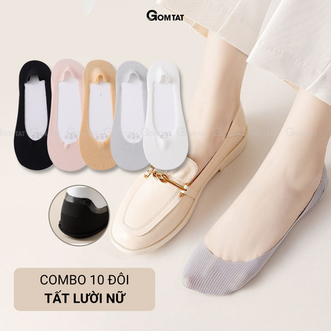  Combo 10 đôi tất nữ lười GOMTAT, có đệm silicon chống tuột gót, chất liệu cotton mềm mại - BUB-KOL-1302-CB10 