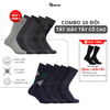 Hộp 10 đôi tất cổ cao công sở nam GOMTAT màu xám và xanh, chất liệu cotton, khử mùi thoáng khí - GOM-MIX18-CB10