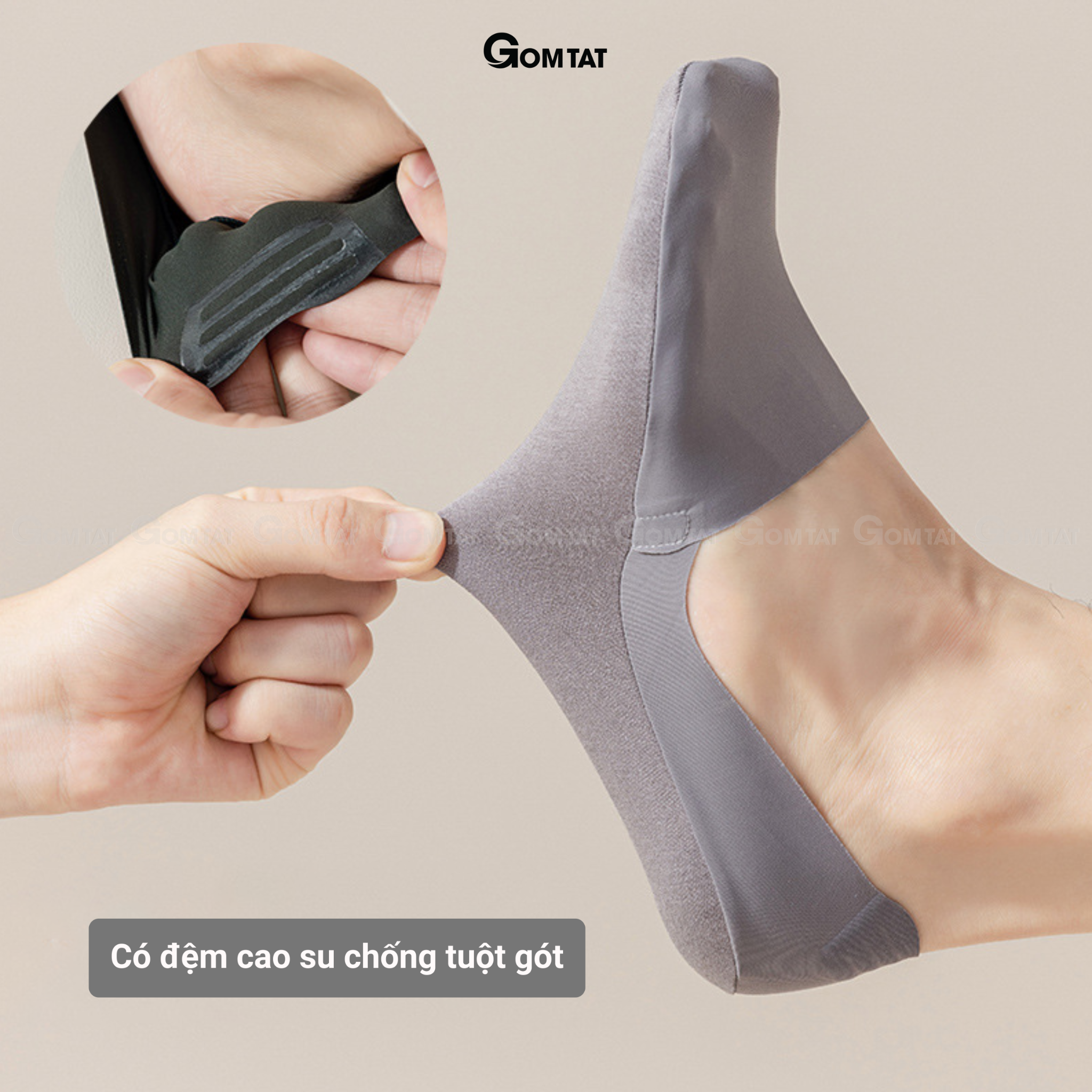 Tất vớ tàng hình nam GOMTAT có đệm silicone chống tuột gót - UYE-7010-1DOI