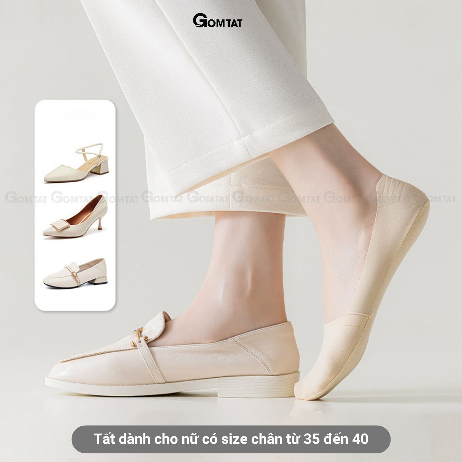 Combo 5 đôi tất lười nữ đi giày búp bê GOMTAT, chất liệu lụa cotton mềm mát, thấm hút thoáng khí - TATLUA-UYE-7002-CB5
