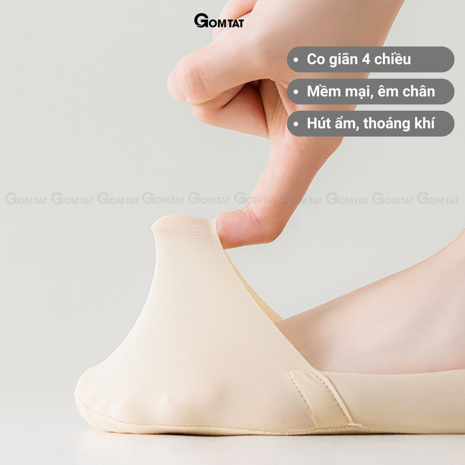 Combo 5 đôi tất lười nữ đi giày búp bê GOMTAT, chất liệu lụa cotton mềm mát, thấm hút thoáng khí - TATLUA-UYE-7002-CB5