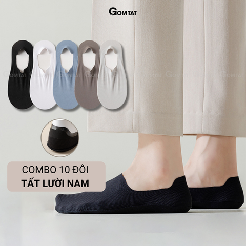  Combo 10 đôi vớ lười nam chống tuột gót GOMTAT, chất liệu cotton êm chân khử mùi kháng khuẩn - HNA-OYU-1501-CB10 