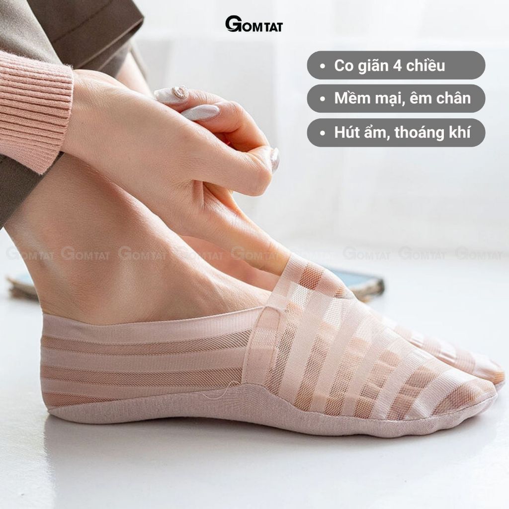Set 5 đôi tất tàng hình nữ GOMTAT cao cấp, chất liệu cotton mềm mịn, hút ẩm thoáng khí êm chân - D16-A075-CB5