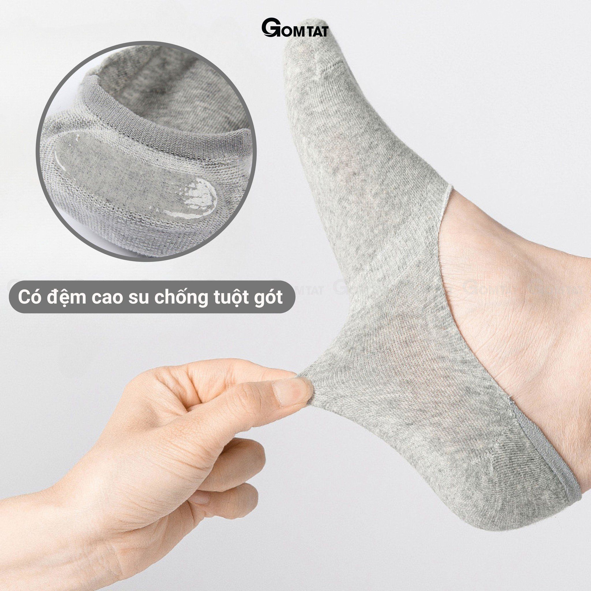 Tất Lười Nam Có Đệm Cao Su Chống Trượt Gót Chân, Tất Nam Mang Giày Lười Vải Cotton Mềm Mại Thoáng Mát Menswear - TAT-LUOI-02-1DOI