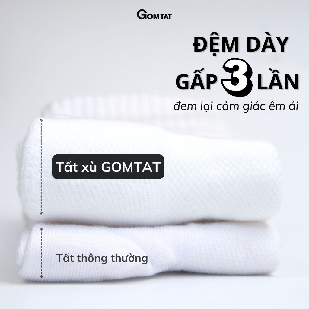 Hộp 5 đôi tất xù GOMTAT cổ cao trơn nam nữ có đệm xù dày chất liệu cotton êm chân - TATXU-TRON-CB5