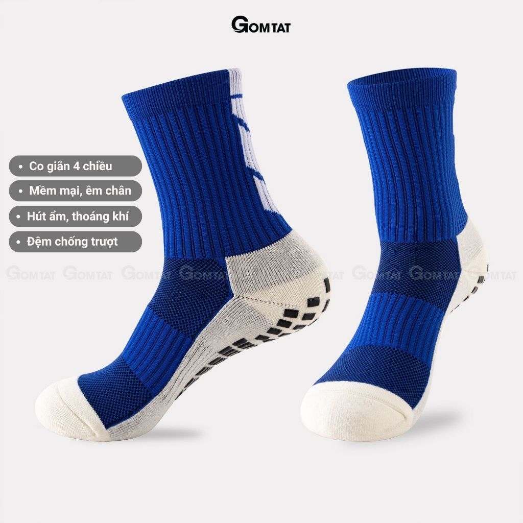 Set 5 đôi tất thể thao nam đá bóng GOMTAT, chất liệu cotton, silicon chống trượt - DABONG-506-CB5