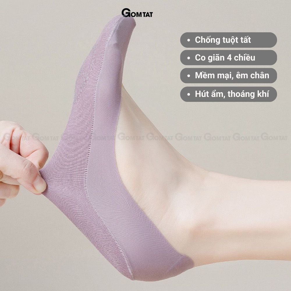 Combo 5 đôi tất lười nữ cao cấp GOMTAT, có đệm silicon chống tuột, chất liệu cotton mềm mại êm chân - SUX-1103-CB5