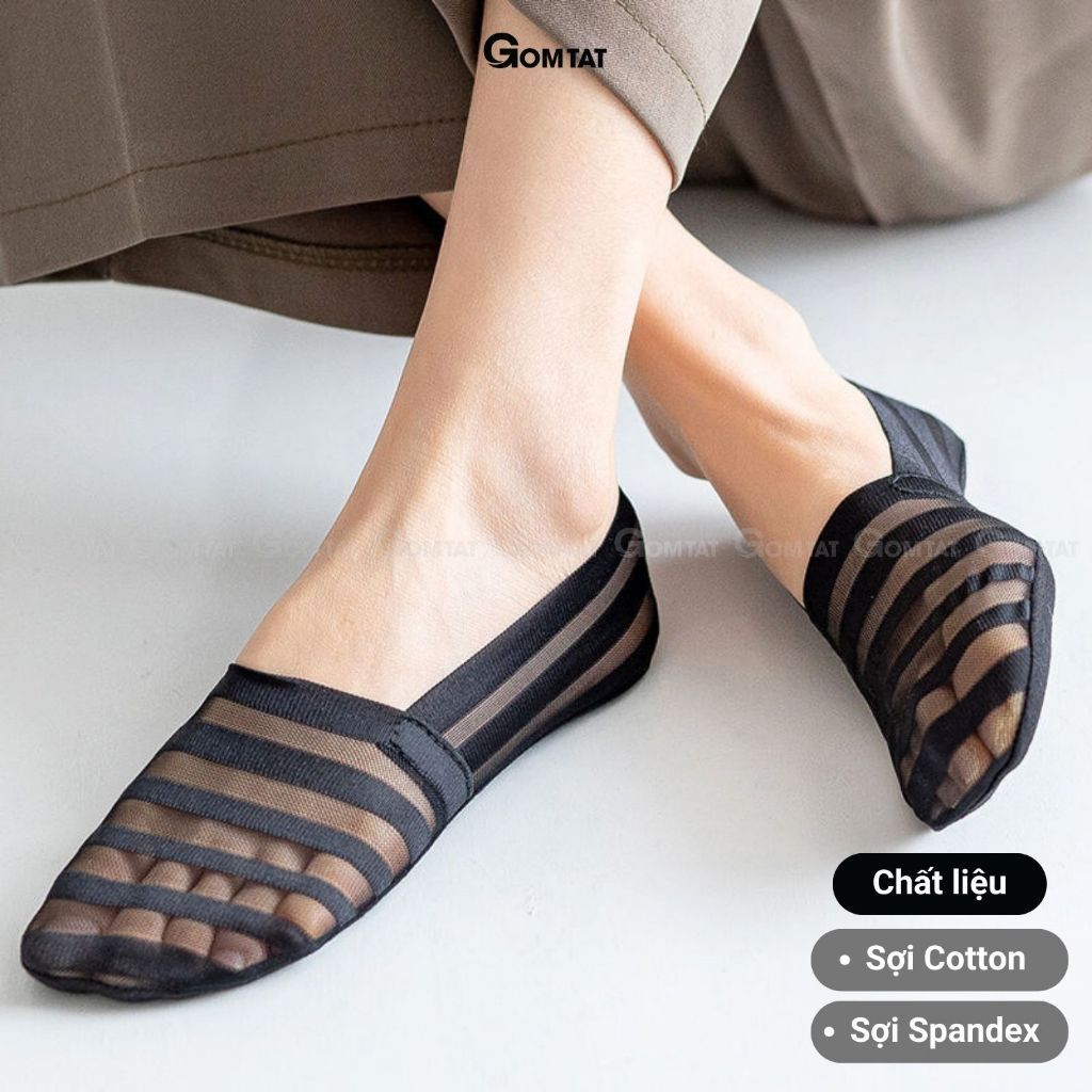 Set 5 đôi tất tàng hình nữ GOMTAT cao cấp, chất liệu cotton mềm mịn, hút ẩm thoáng khí êm chân - D16-A075-CB5