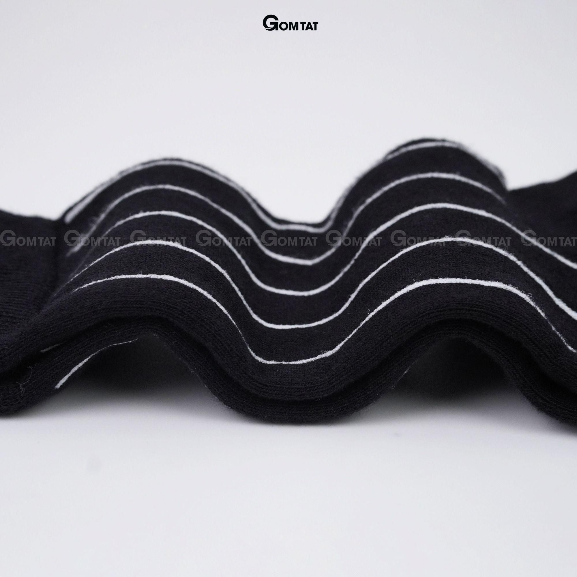Tất nam công sở cổ cao GOMTAT, vớ đi giày tây mẫu sọc trắng đen, chất liệu cotton cao cấp Menswear - TAY-DENSOCTRANG-1DOI