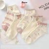 Set 5 đôi tất nữ cổ thấp GOMTAT chất liệu cotton cao cấp, mềm mại êm chân, khử mùi thoáng khí - CB100