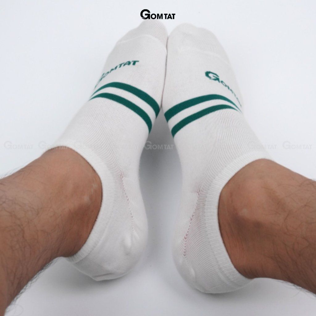 Combo 5 đôi vớ cổ ngắn nam nữ GOMTAT mẫu 2 sọc, chất liệu cotton hút ẩm thoáng khí khử mùi êm chân  -GOM503-2SOC-CB5