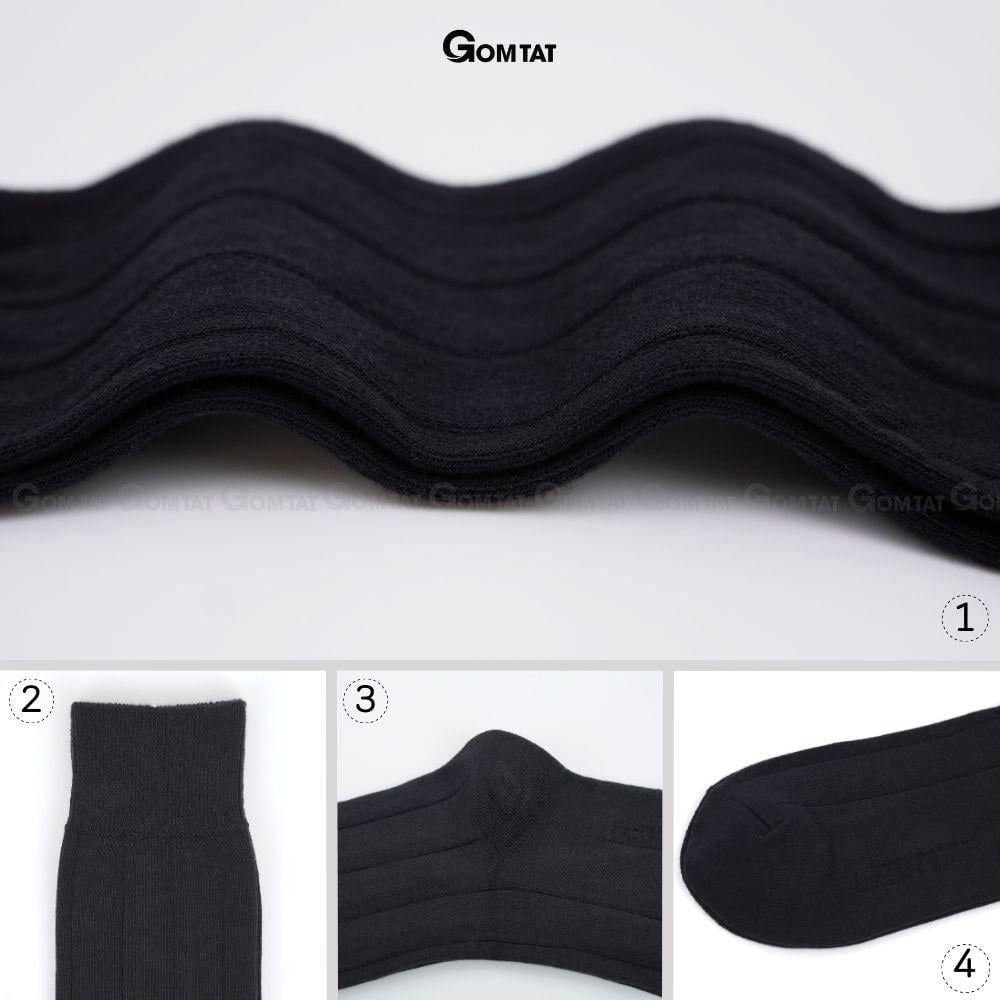 Tất đi giày tây nam GOMTAT mẫu gân chìm, vớ nam cổ cao 25cm chất liệu 90% cotton cao cấp thoáng mát êm chân, tất nam cổ cao, vớ nam đi giày tây Menswear - GOM-MIX09-1DOI