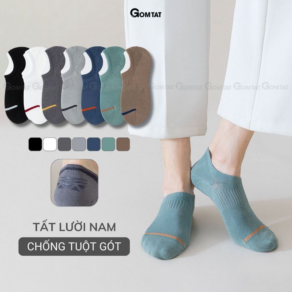 Vớ lười nam cao cấp GOMTAT, có đệm silicon chống tuột gót, chất liệu cotton thoáng mát - D16-A080-1DOI