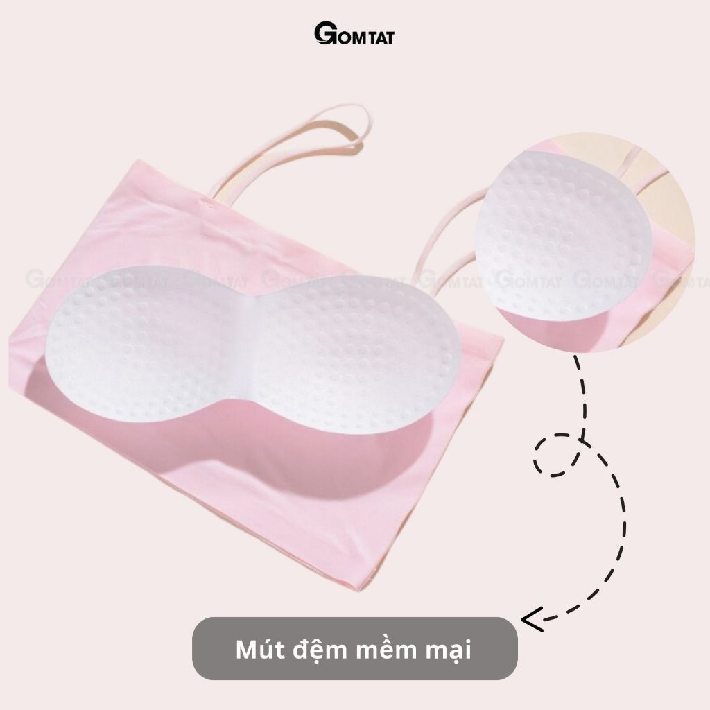 Áo bra nữ đúc su trơn GOMTAT quây ngang 2 dây, có mút đệm mỏng không gọng, chất liệu thoáng mát - SA-8881