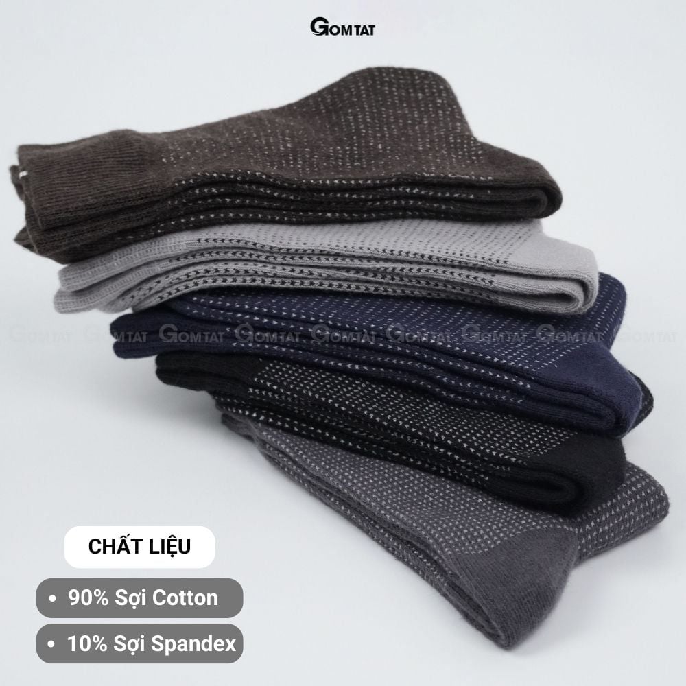 Hộp 5 đôi tất vớ nam công sở cổ cao GOMTAT chất liệu cotton cao cấp, hút ẩm, thoáng khí chống mùi hôi - TATGIAYTAY01-CB5