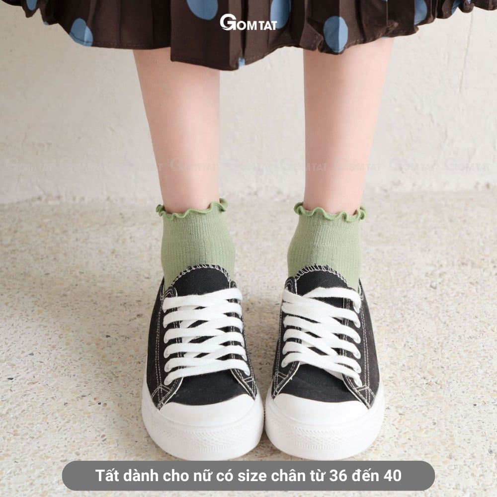 Combo 10 đôi tất cổ ngắn nữ GOMTAT cổ bèo, chất liệu cotton hút ẩm thoáng khí khử mùi -NGANCOBEO-FIVE-2004-CB10