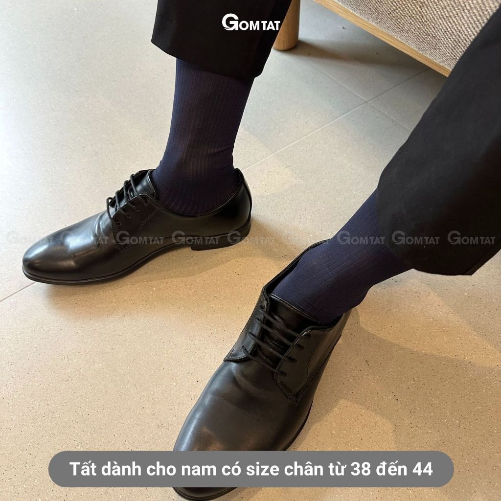 Hộp 5 đôi vớ công sở nam GOMTAT chất nylon cao cấp, họa tiết sọc gân xuyên thấu - D16-A094-CB5