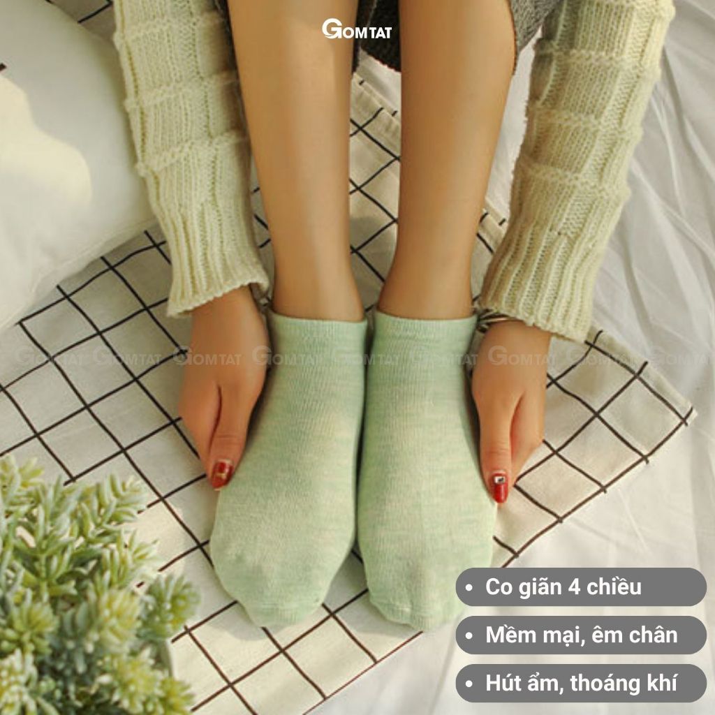 Set 10 Đôi Tất Nữ Cổ Ngắn GOMTAT Nhiều Màu, Vớ Nữ Cổ Thấp Cotton Cao Cấp Co Giãn Êm Chân  -CB024