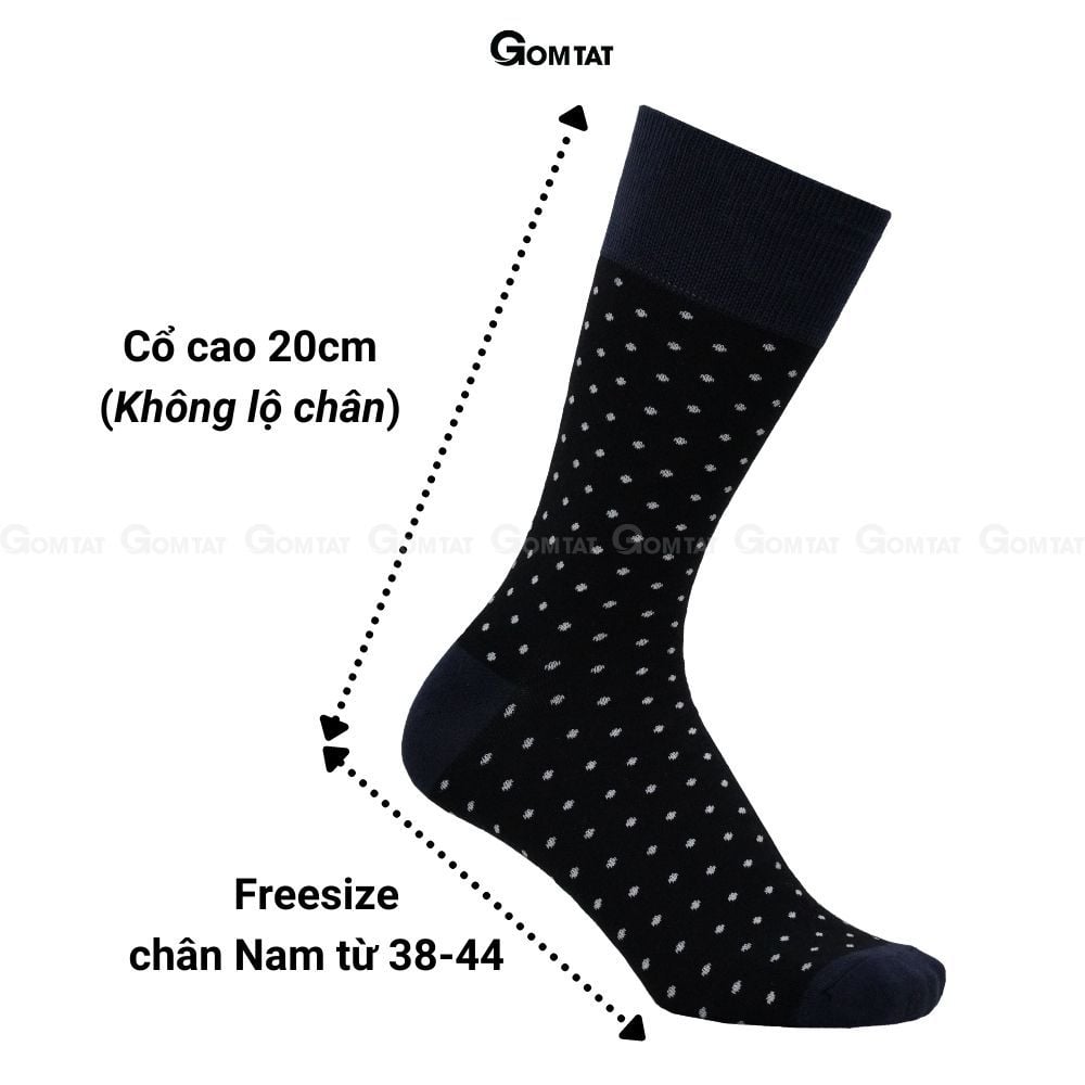 Hộp 4 đôi tất nam cổ cao công sở GOMTAT mẫu MIX06, chất liệu cotton mềm mại thoáng khí  -GOM-MIX06-CB4
