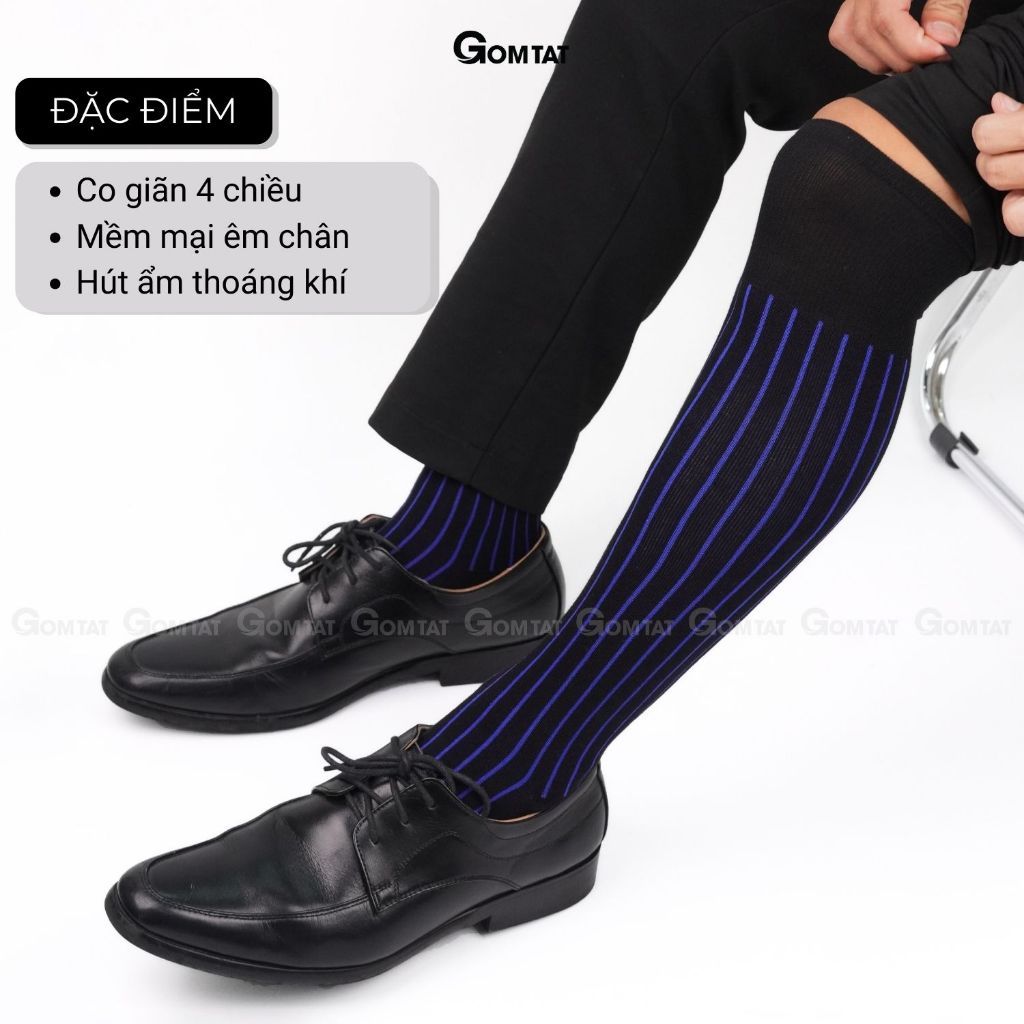 Hộp 3 đôi tất nam công sở GOMTAT cao cấp, chất liệu cotton mềm mịn, khử mùi thoáng khí êm chân - IHE-2201-CB3