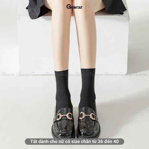  Combo 5 đôi tất lolita nữ GOMTAT cổ cao, dưới gối và qua gối trơn trắng đen, chất liệu thun lạnh mềm mịn - HOT-1805-CB5 