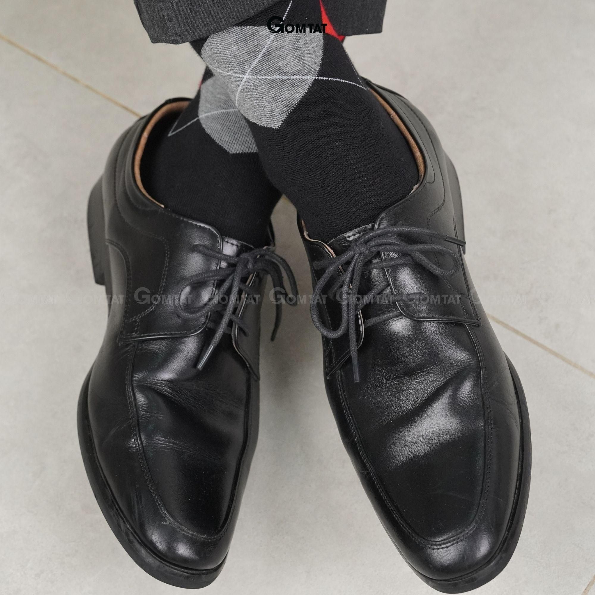 Tất đi giày tây cổ cao GOMTAT mẫu quả trám, vớ nam công sở chất liệu cotton cao cấp hút ẩm thoáng khí, tất nam công sở, vớ nam cổ cao Menswear - GOM-QUATRAM-1DOI