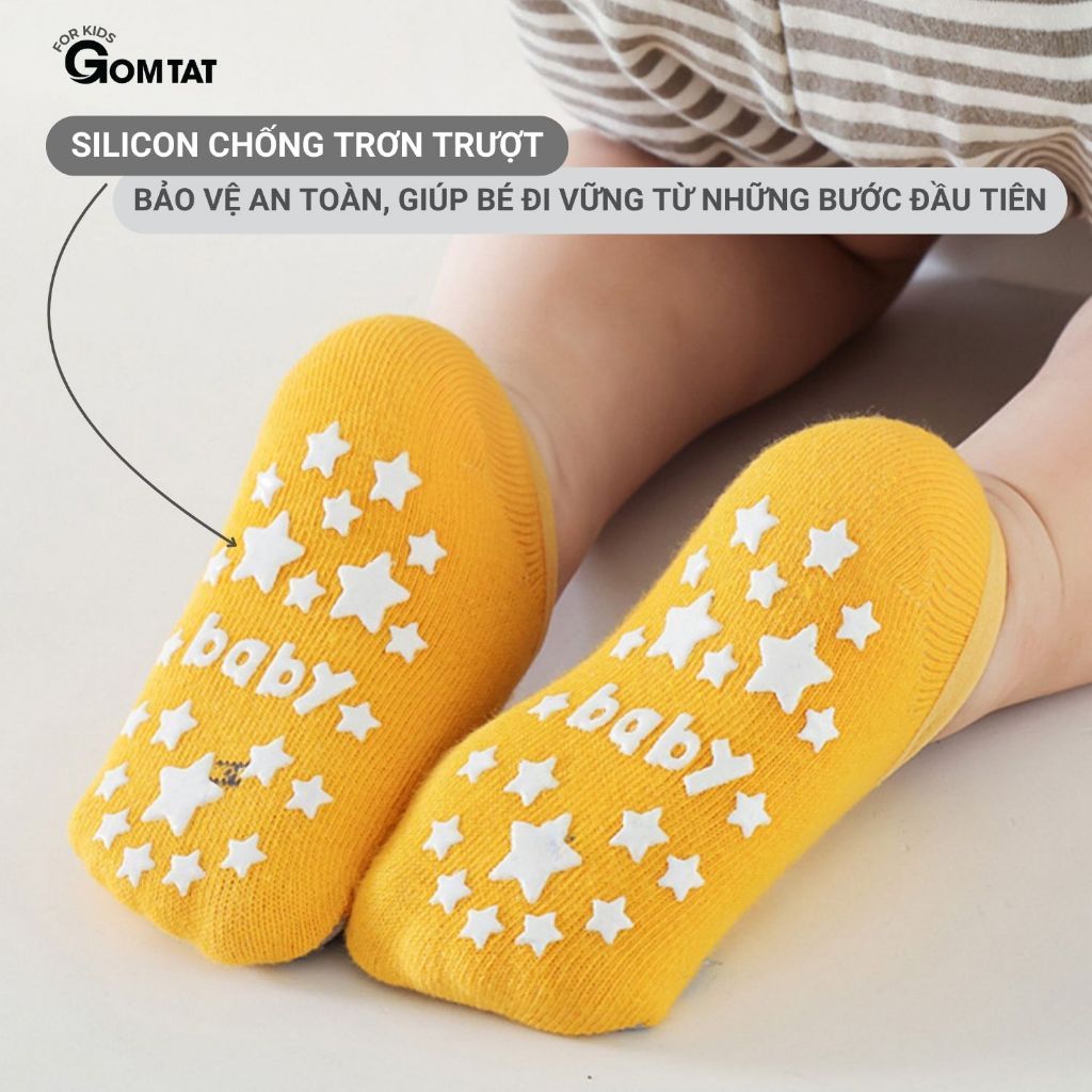 Combo 6 đôi trẻ em tập đi chống trượt GOMTAT vớ tập đi đế silicon chất liệu cotton - YIQ-C021-CB6