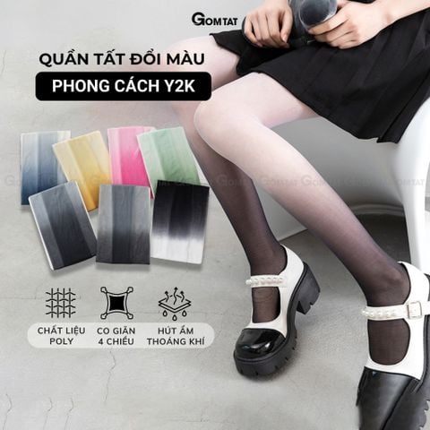  Quần tất che khuyết điểm chân GOMTAT đổi màu cá tính, tất quần nữ poly siêu dai thon chân - CKD-2514 