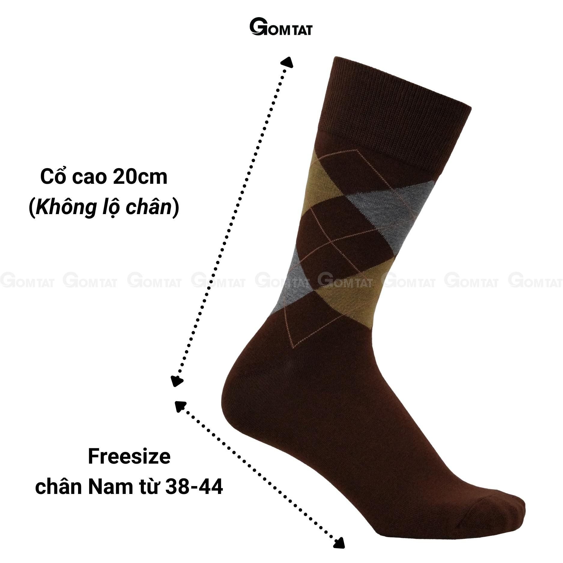Tất Cổ Cao nam họa tiết quả trám, vớ giày tây nam cao cấp phong cách châu âu, tất giày tây nam, vớ nam công sở QUATRAM-1DOI