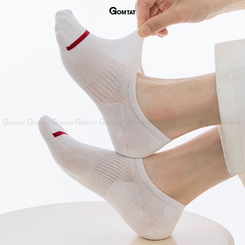 Combo 7 đôi tất ngắn nam chống tuột gót GOMTAT, vớ nam đi giày lười chất liệu cotton hút ẩm, mềm mại - D16-A080-CB7