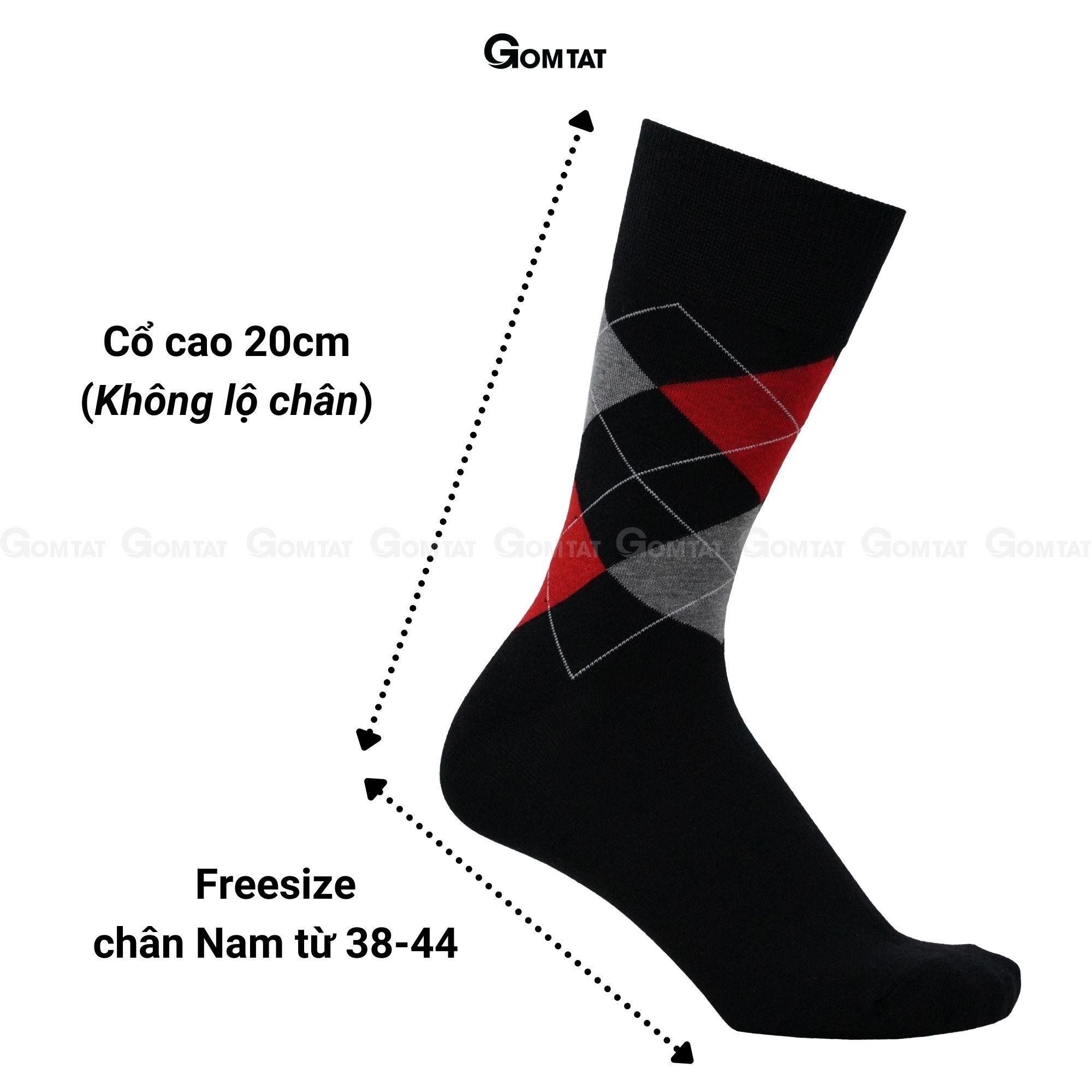 Tất đi giày tây cổ cao GOMTAT mẫu quả trám, vớ nam công sở chất liệu cotton cao cấp hút ẩm thoáng khí, tất nam công sở, vớ nam cổ cao Menswear - GOM-QUATRAM-1DOI