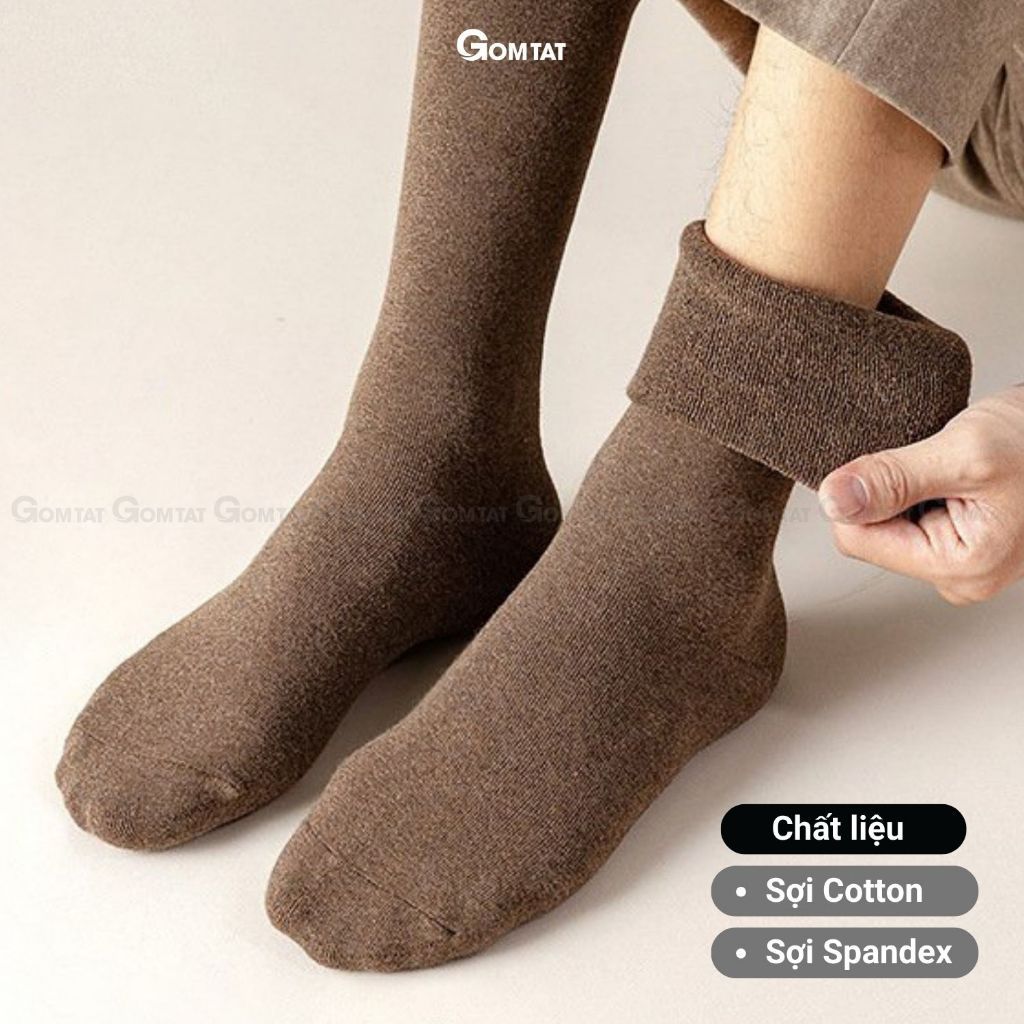 Hộp 5 đôi tất dài nam đi giày tây GOMTAT cao gần gối, chất liệu cotton cao cấp hút ẩm khử mùi - HOT-1804-CB5