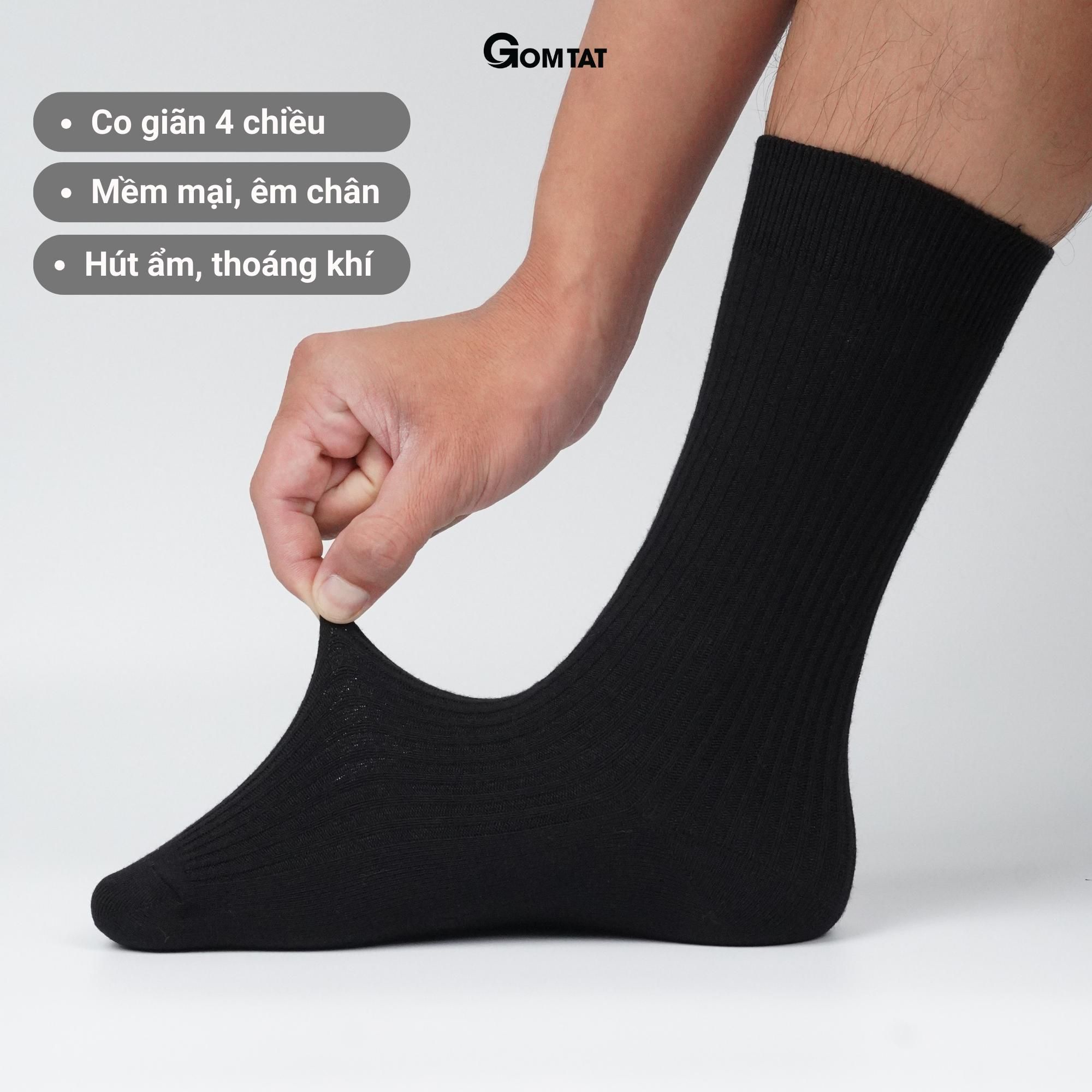 Combo 4 đôi tất cổ cao nam GOMTAT dài 25cm, vớ nam cổ cao chất liệu cotton cao cấp êm chân, mềm mại, thoáng mát, tất đi giày tây, vớ nam công sở Menswear - FIVE-TAY10