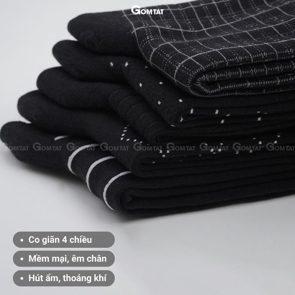 Hộp 5 đôi tất nam công sở GOMTAT mẫu MIX11, vớ đi giày tây nam chất liệu cotton cao cấp - GOM-MIX11-CB5