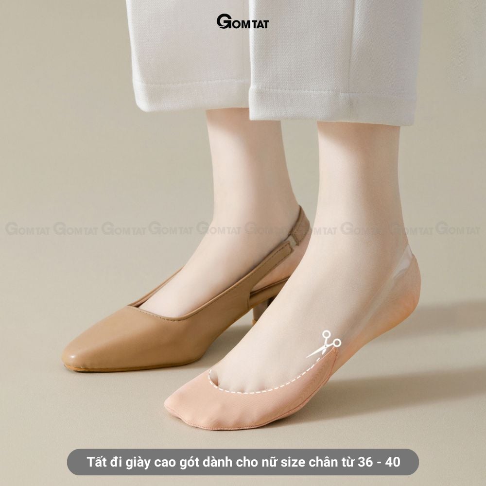 Combo 10 đôi tất đi giày cao gót nữ GOMTAT, chất liệu cotton êm chân khử mùi - CAOGOT-SUX-1102-CB10