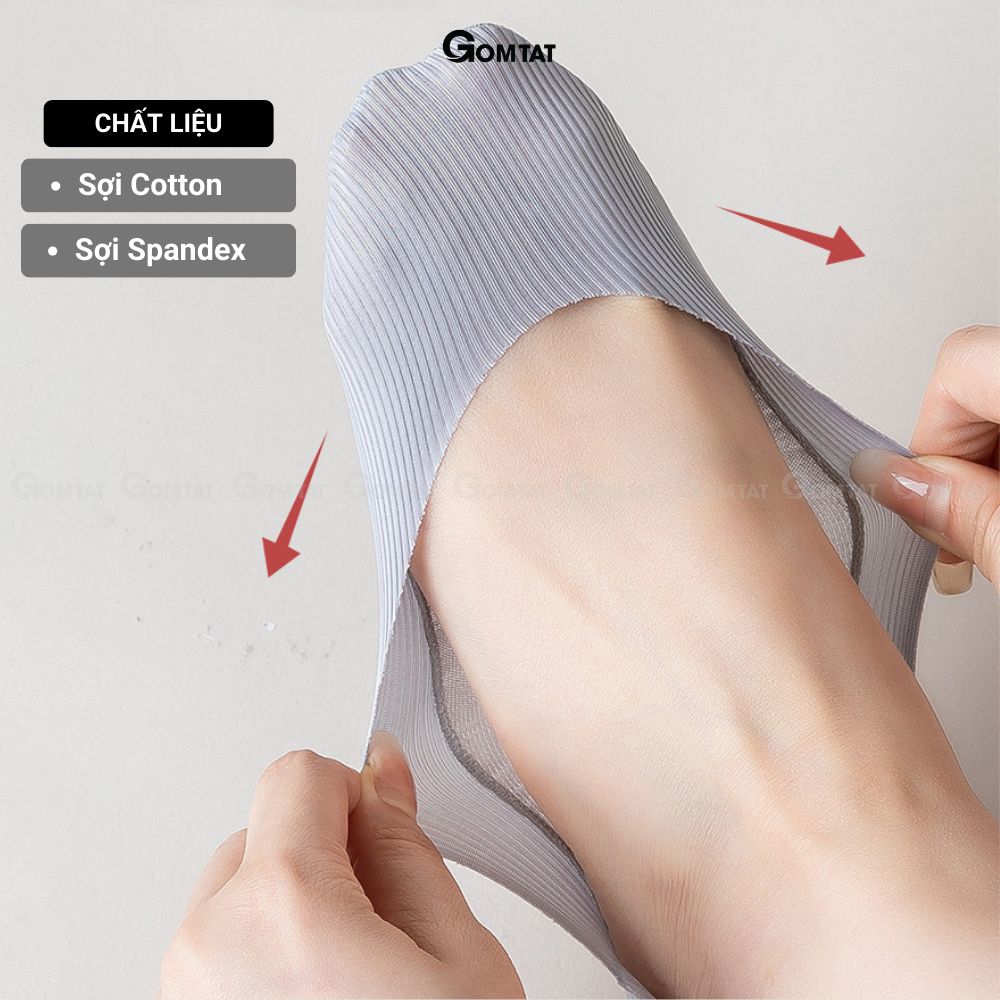 Combo 10 đôi tất nữ lười GOMTAT, có đệm silicon chống tuột gót, chất liệu cotton mềm mại - BUB-KOL-1302-CB10