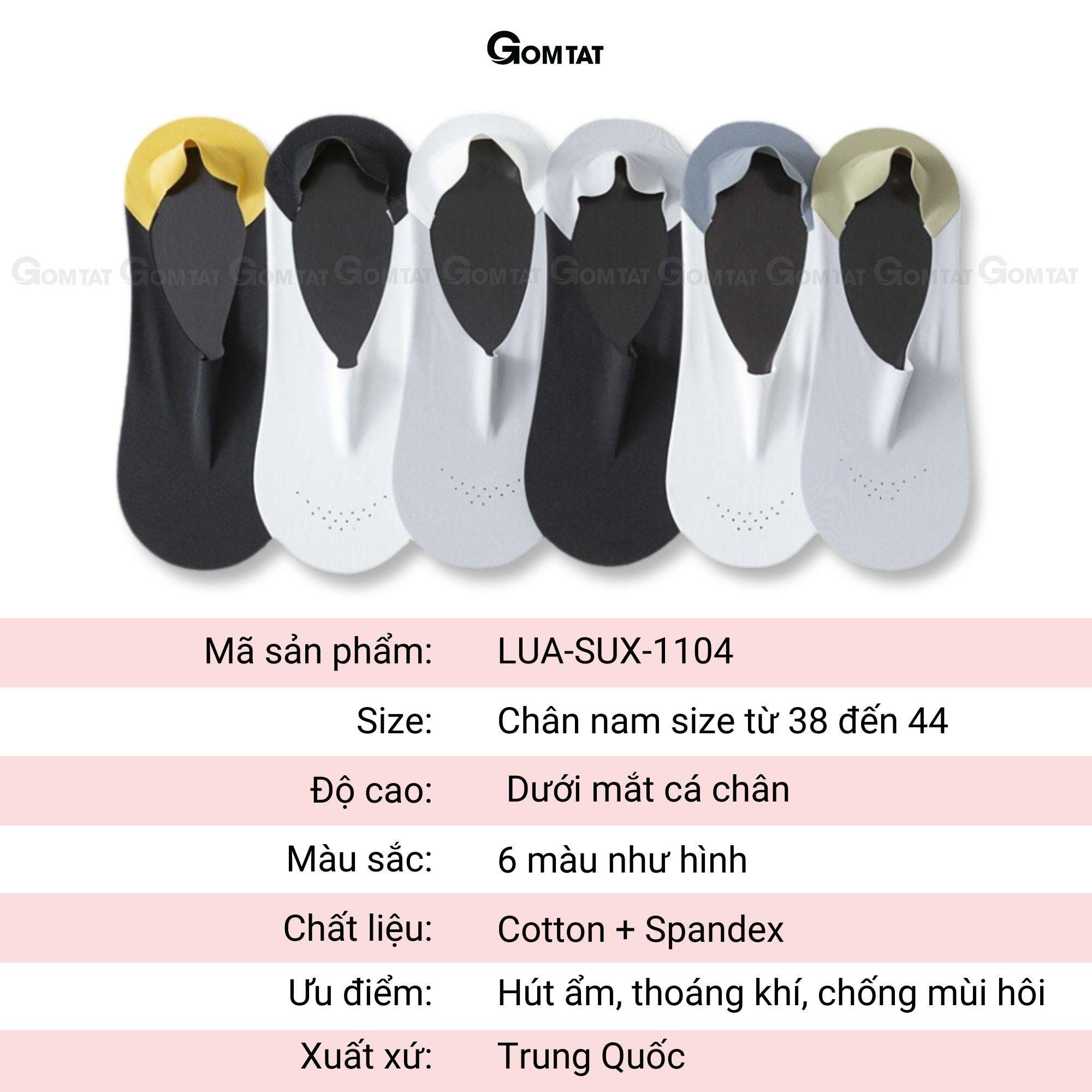 Tất vớ lười nam GOMTAT chất liệu cotton co giãn cực tốt, bề mặt có lỗ thông hơi thoáng khí  Menswear- LUA-SUX-1104-1DOI