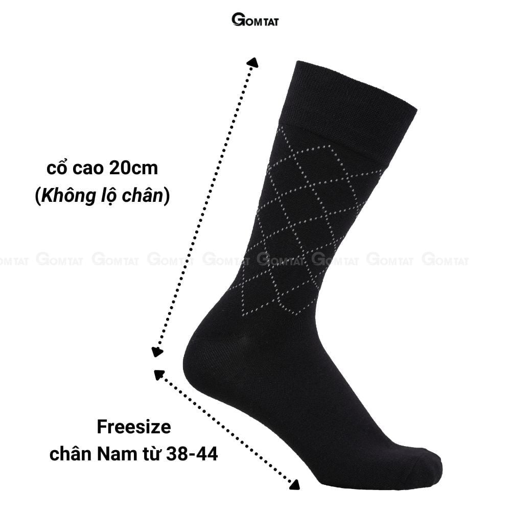 Hộp 5 đôi vớ nam cổ cao GOMTAT mẫu MIX03, chất liệu cotton cao cấp hút ẩm, thoáng khí  -GOM-MIX03-CB5