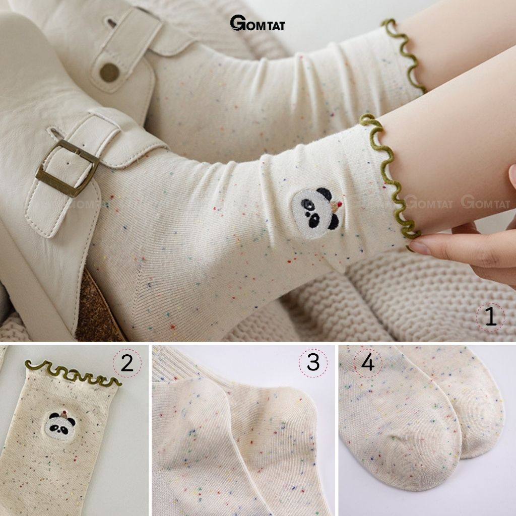 Set 5 đôi tất nữ cổ cao GOMTAT họa tiết động vật, vớ nữ phong cách Hàn Quốc siêu hot – JIN-2513-CB5