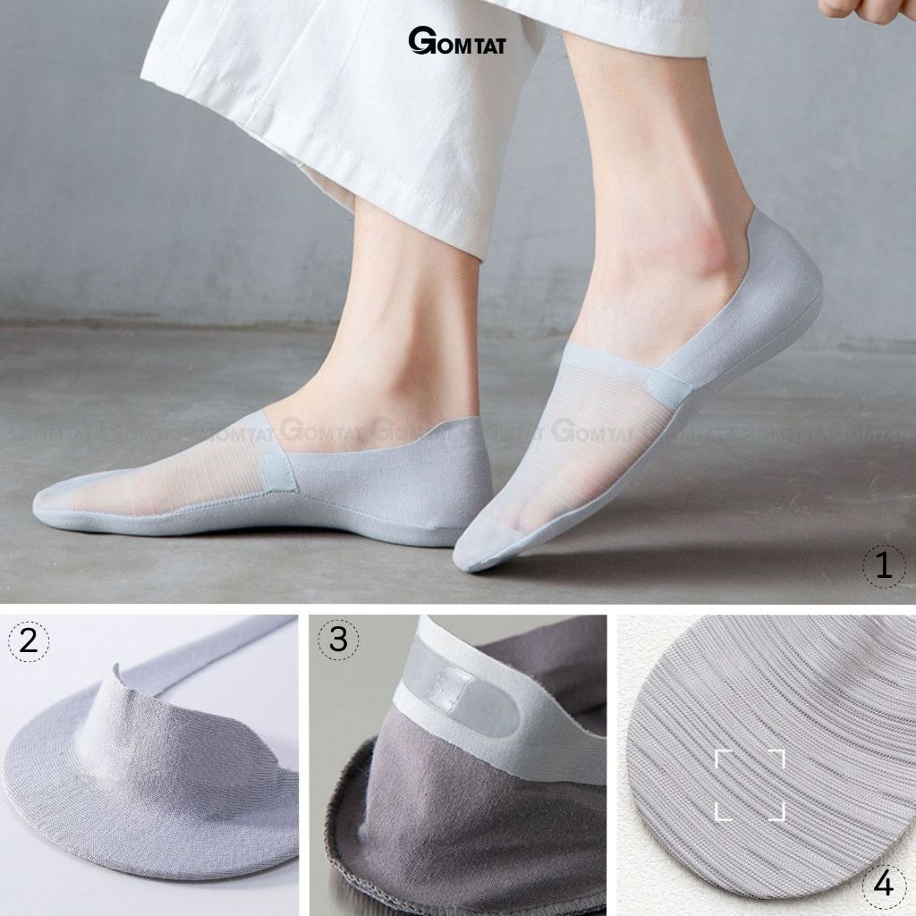 Set 5 đôi tất vớ tàng hình nam chống tuột gót GOMTAT, tất lười nam có mặt lưới thoáng khí - VLN-INVISIBLE-CB5