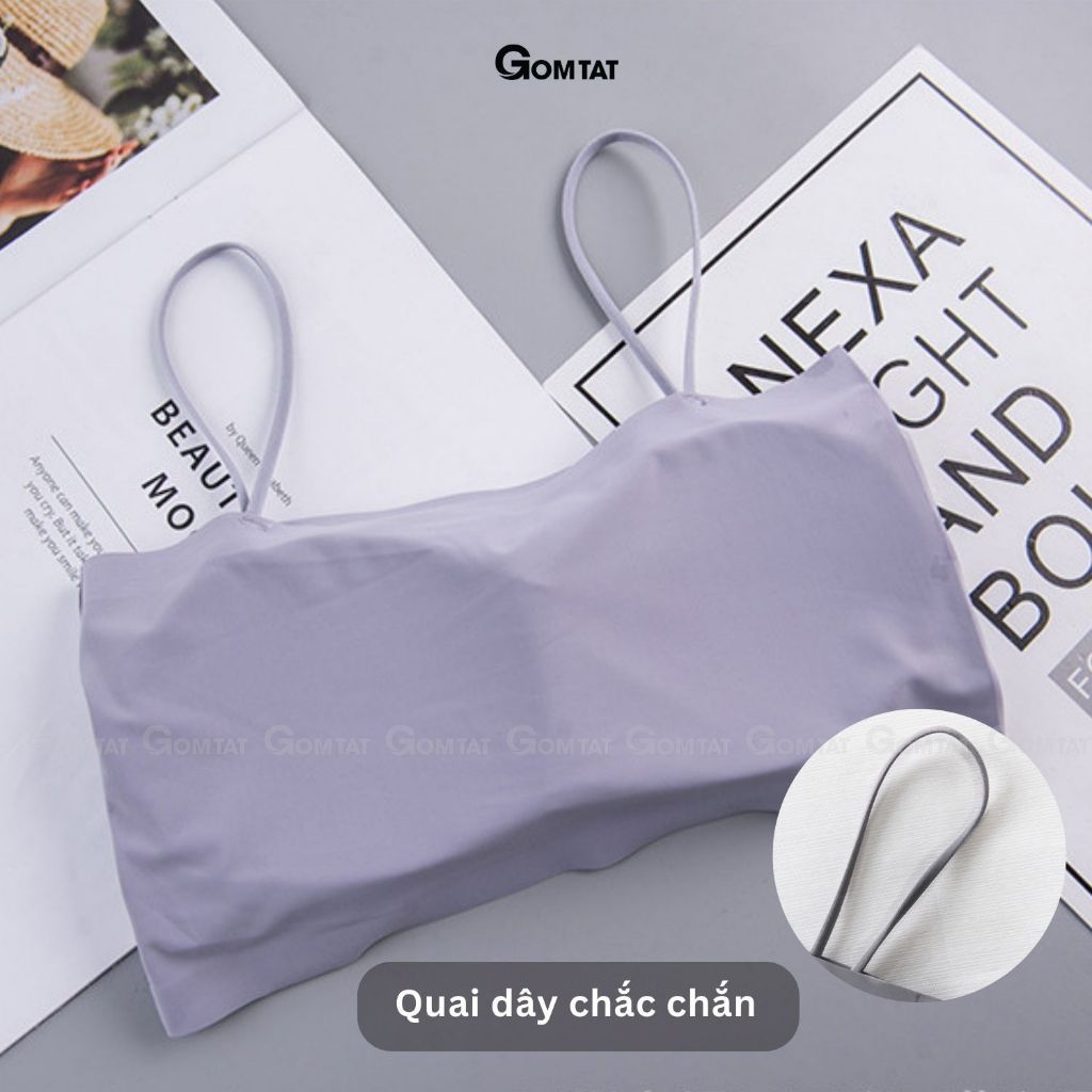 Áo bra nữ đúc su trơn GOMTAT quây ngang 2 dây, có mút đệm mỏng không gọng, chất liệu thoáng mát - SA-8881