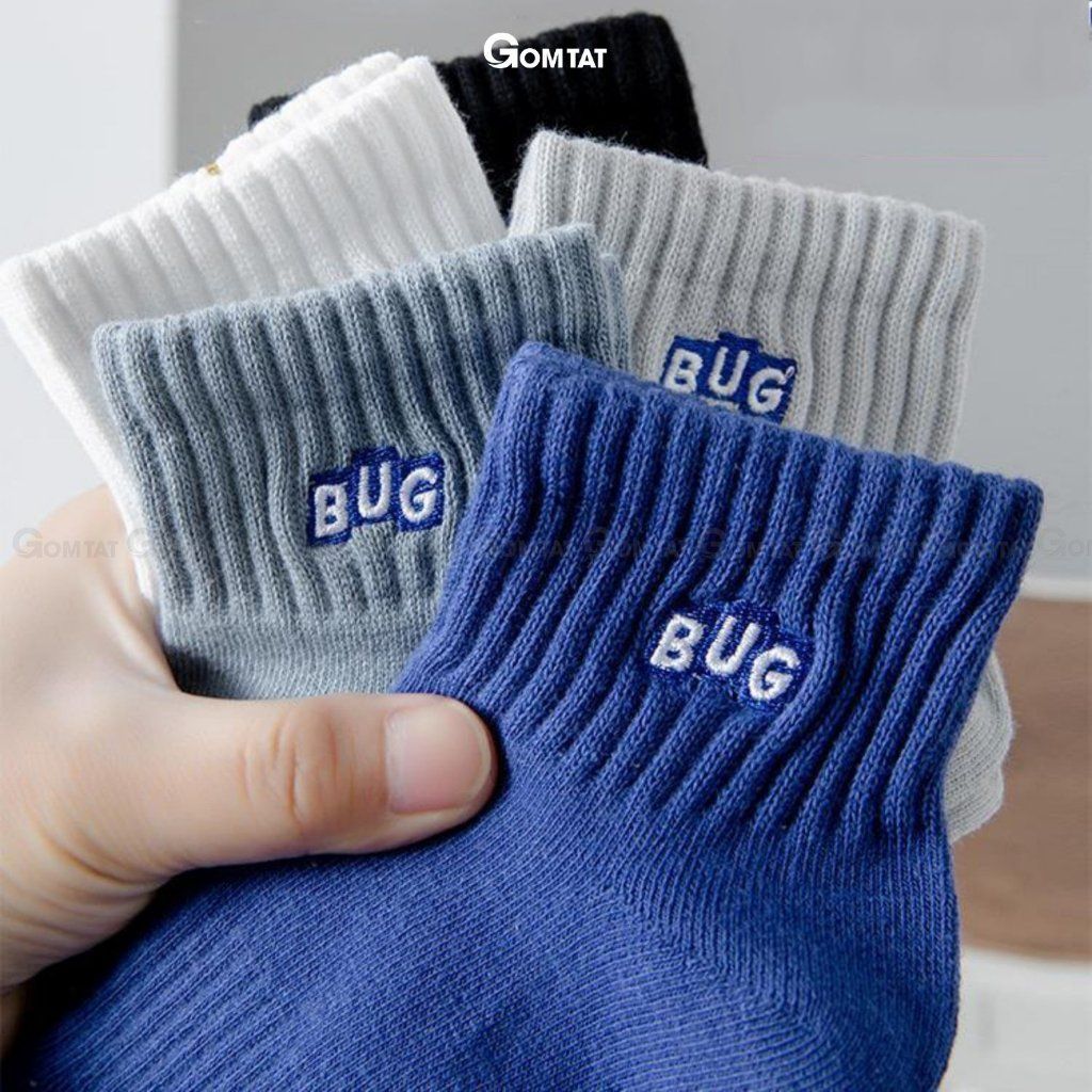 Set 5 đôi tất nam cổ ngắn hoạ tiết GOMTAT mẫu BUG, vớ cổ ngắn nam chất liệu cotton mềm mại, thấm hút mồ hôi - CNCC-BUG