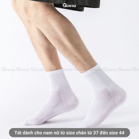  Combo 10 đôi tất vớ nam nữ cổ trung trơn màu GOMTAT chất liệu cotton cao cấp, thiết kế thoáng khí -GOM-KLB-TRONLUNG-CB10 